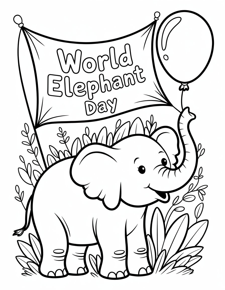 world elephant day coloring page