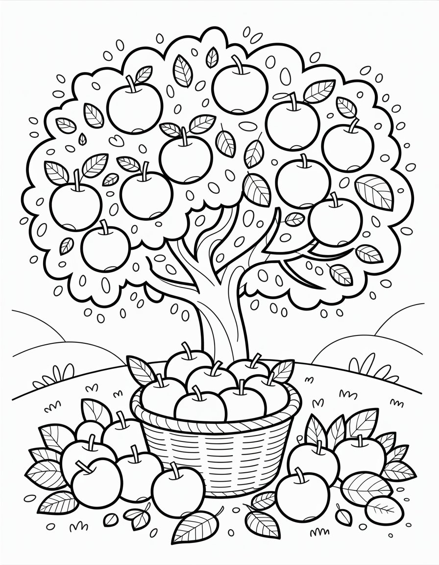 fall apple tree coloring page