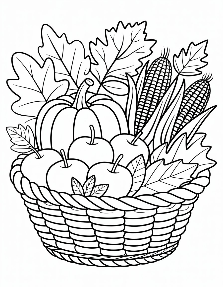 fall basket coloring page