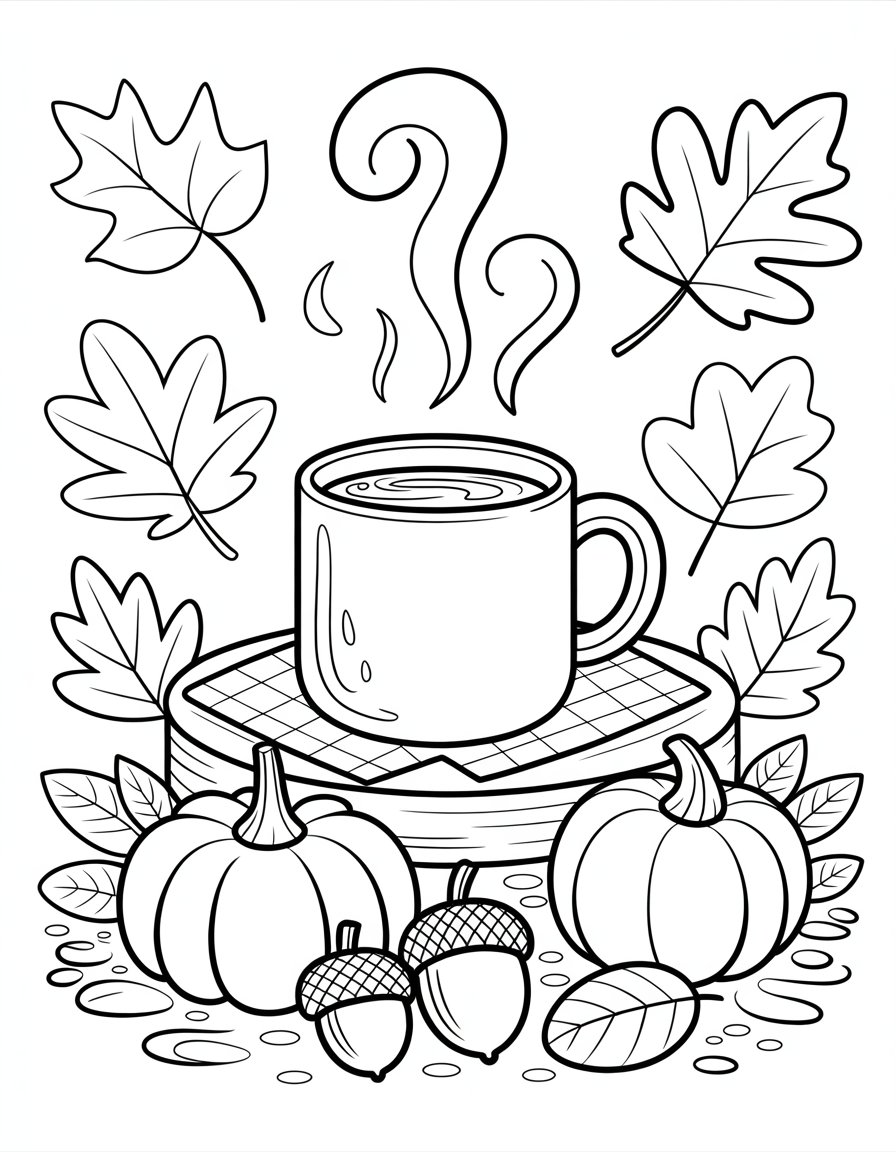 fall coffee coloring page