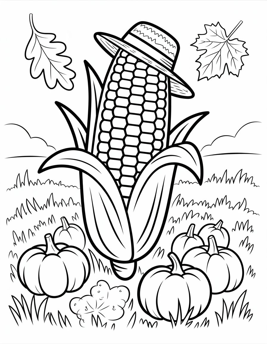 fall corn coloring page
