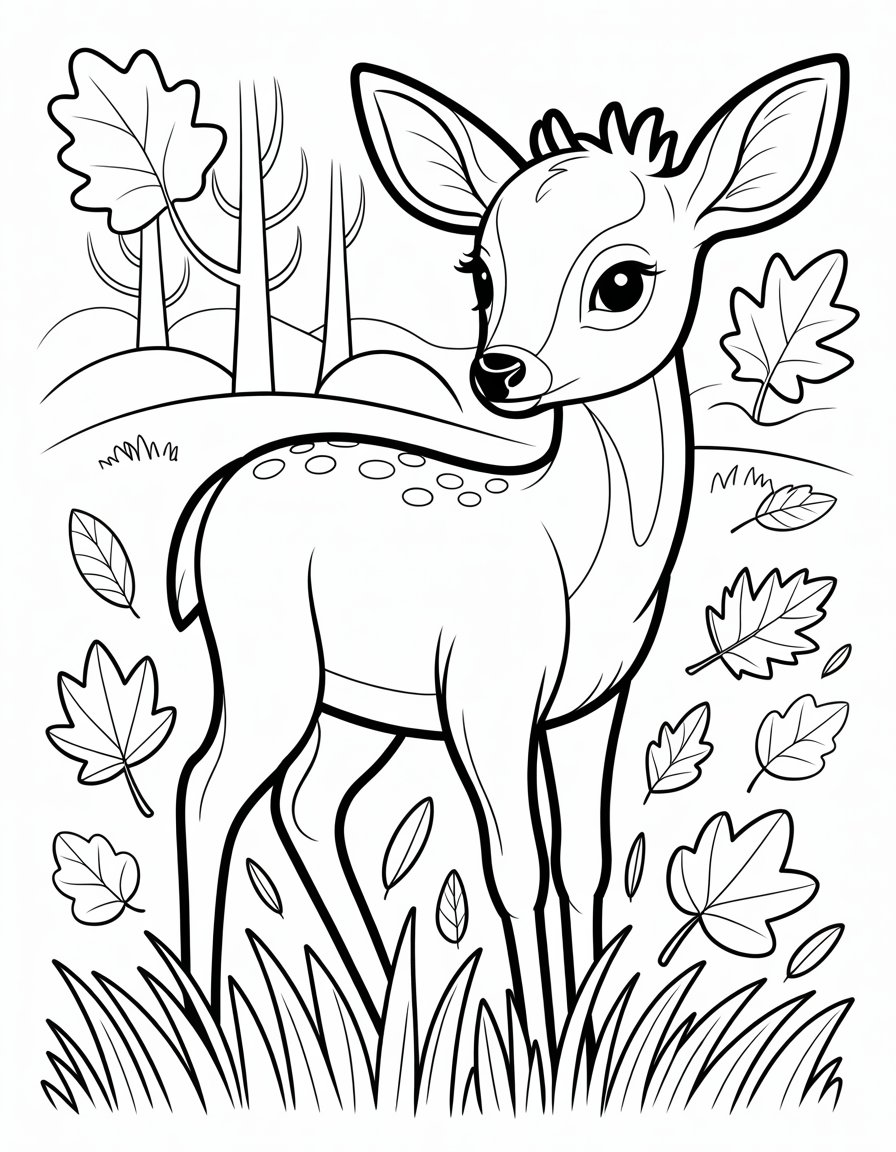 fall deer coloring page
