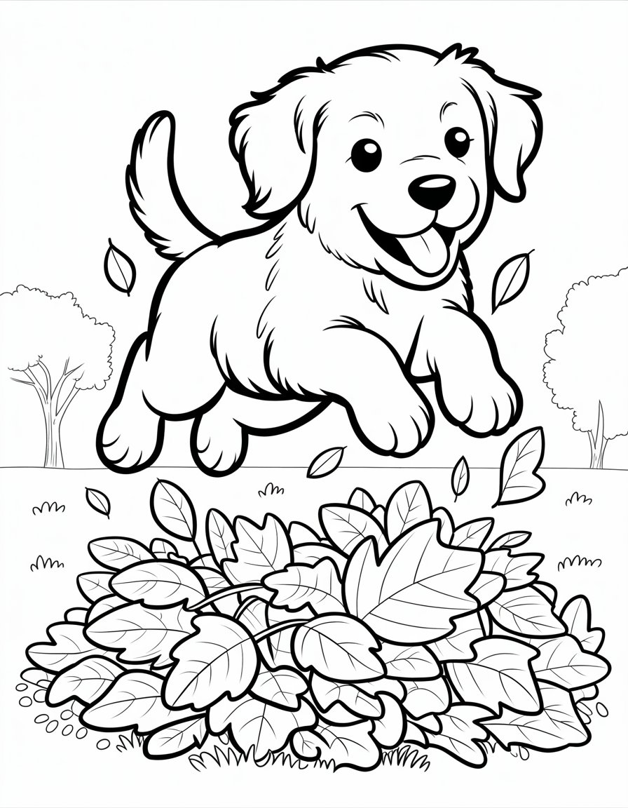 fall dog coloring page