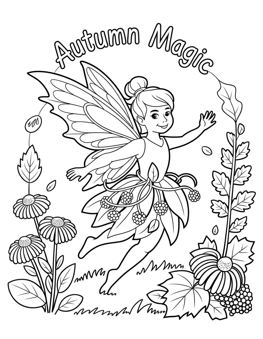 fall fairy coloring page