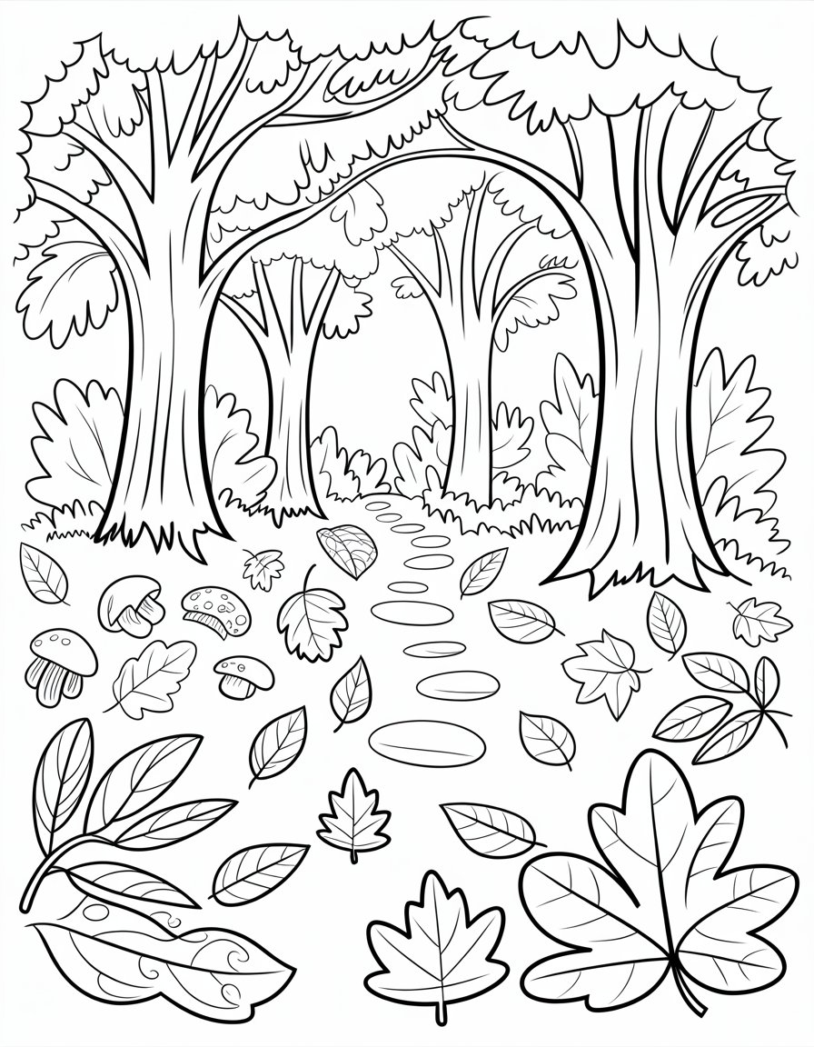 fall forest coloring page