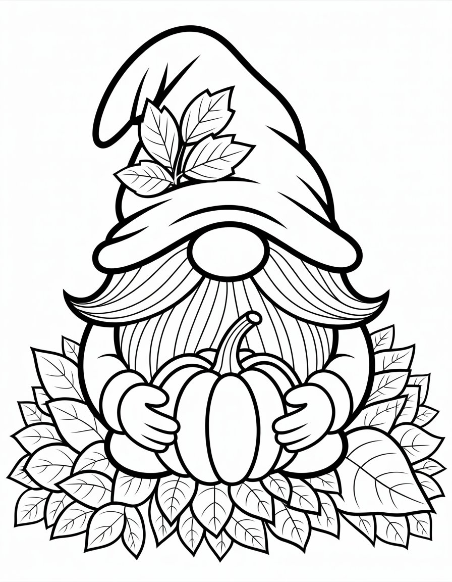 fall gnome coloring page