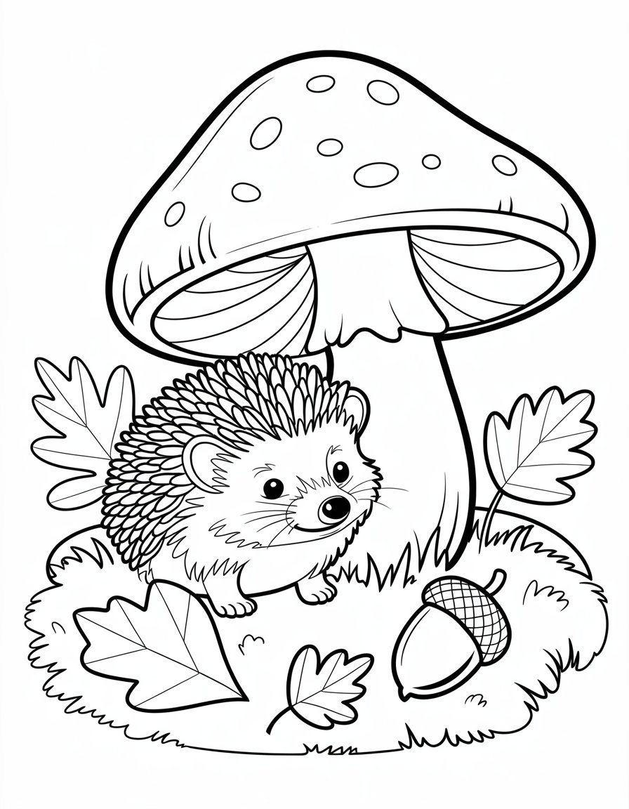 fall hedgehog coloring page