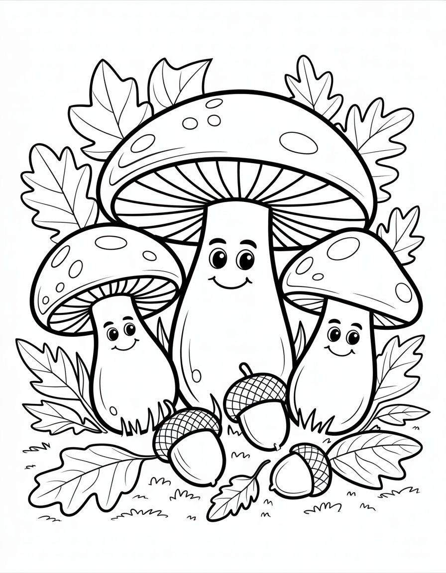 fall mushroom coloring page