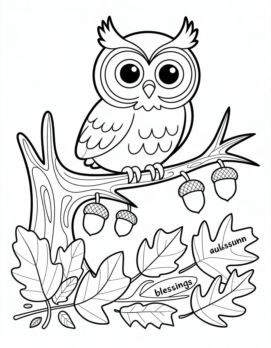 fall owl coloring page