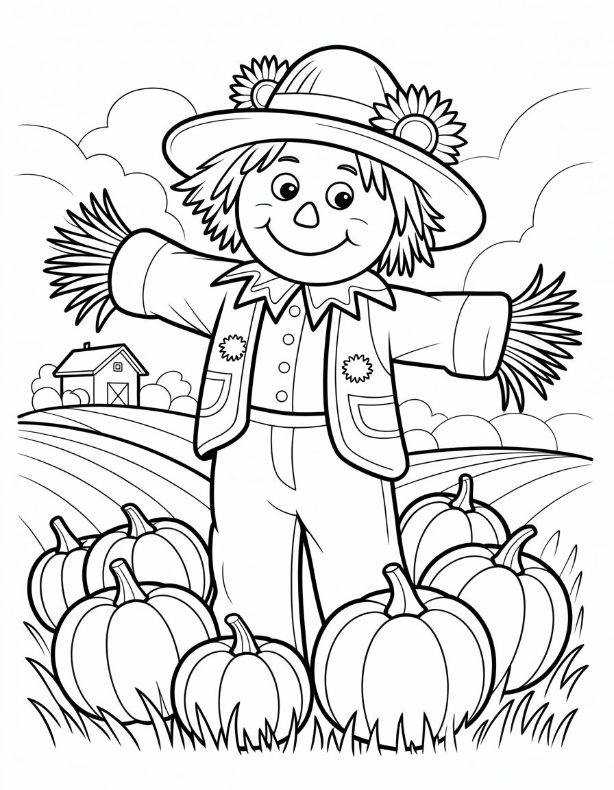fall scarecrow coloring page