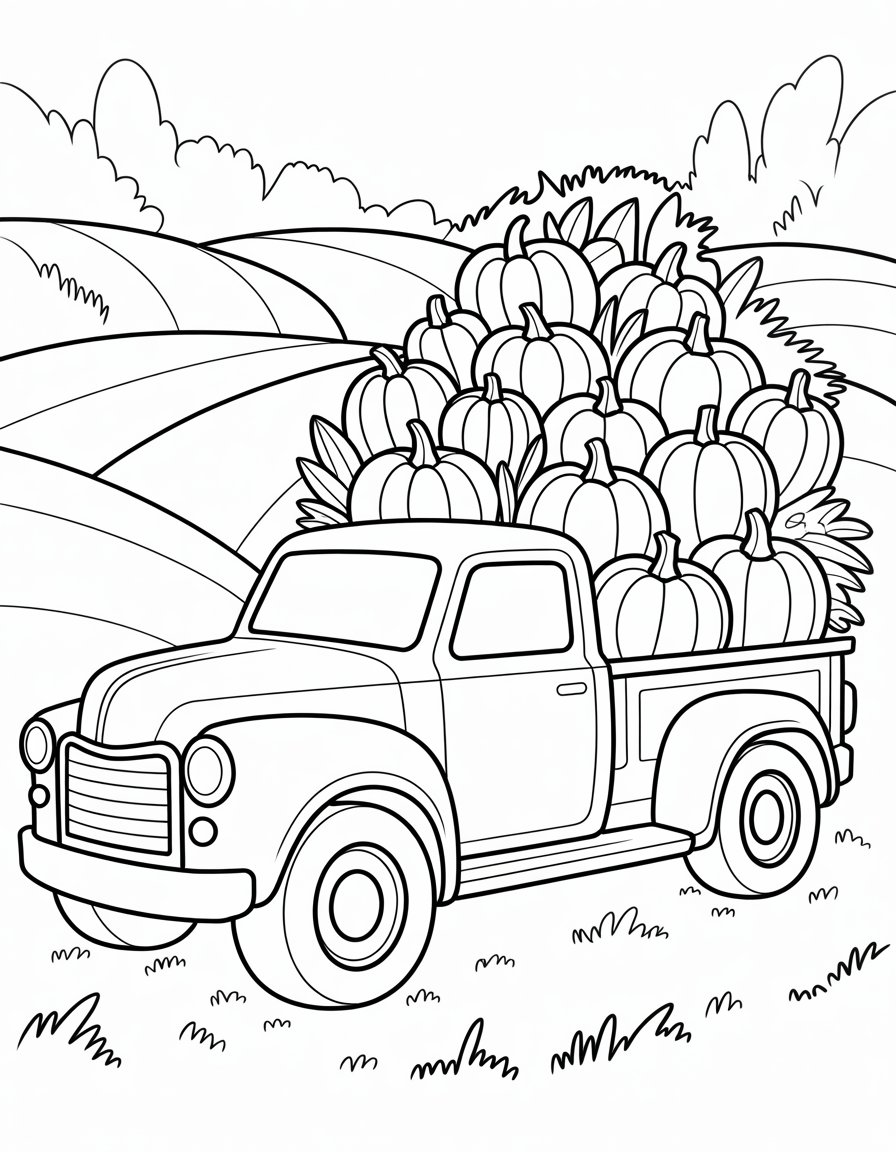 fall truck coloring page