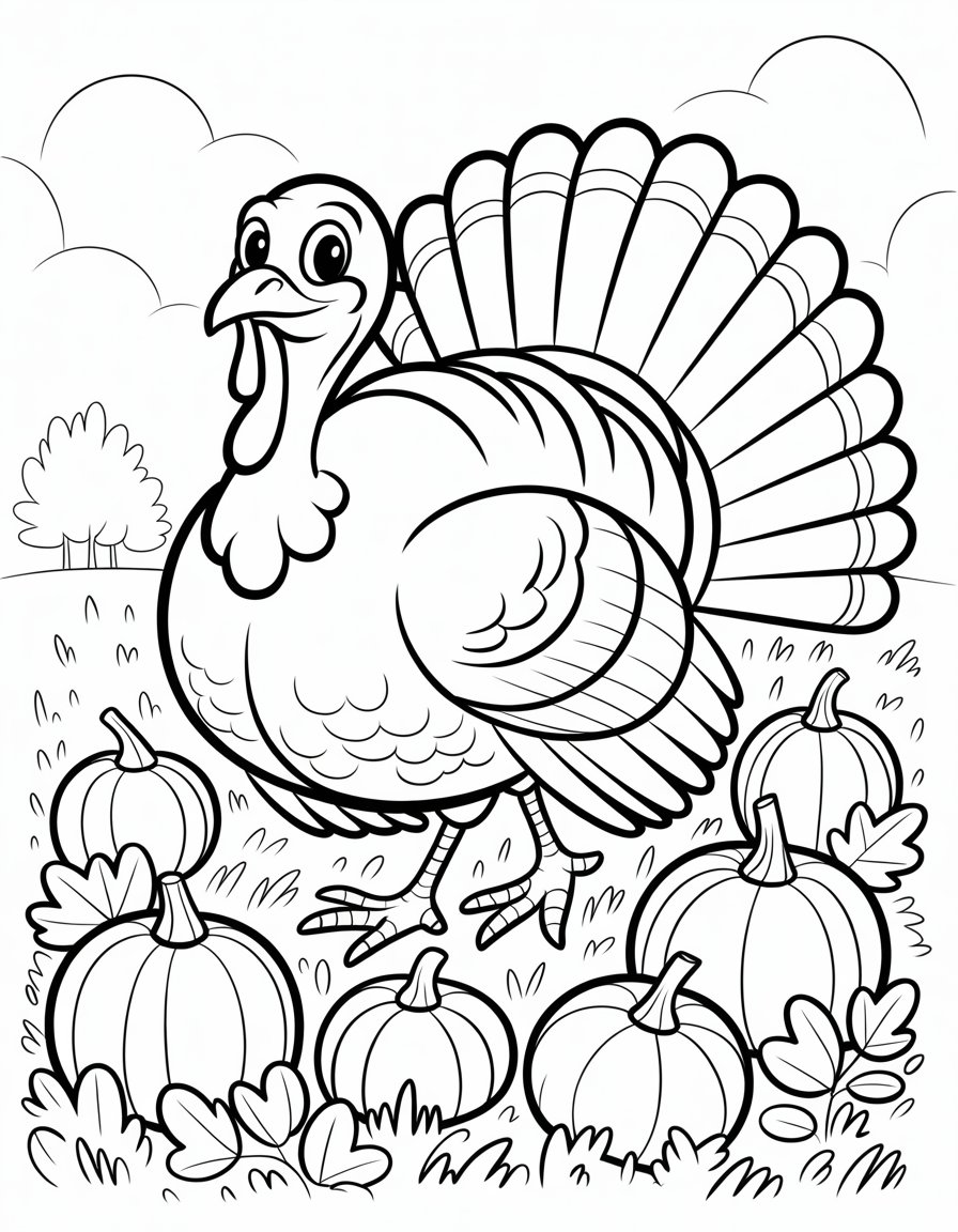 fall turkey coloring page