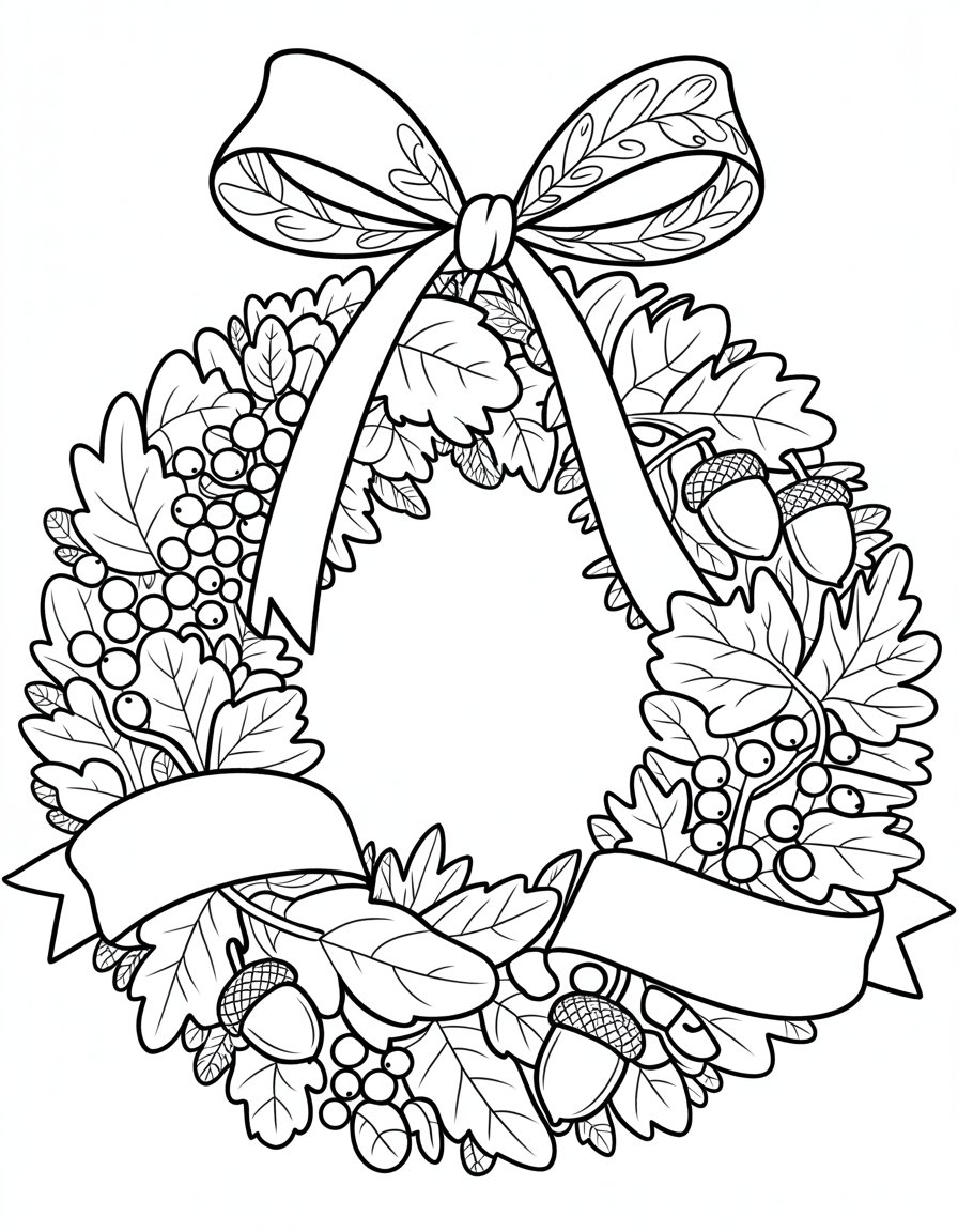 fall wreath coloring page