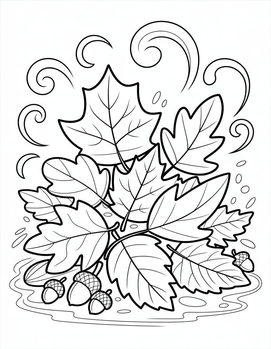 leaves coloring page