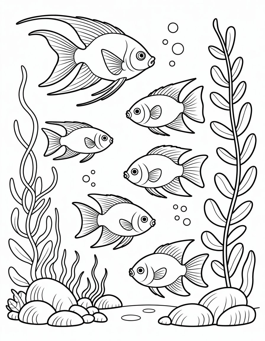 aquarium fish coloring page