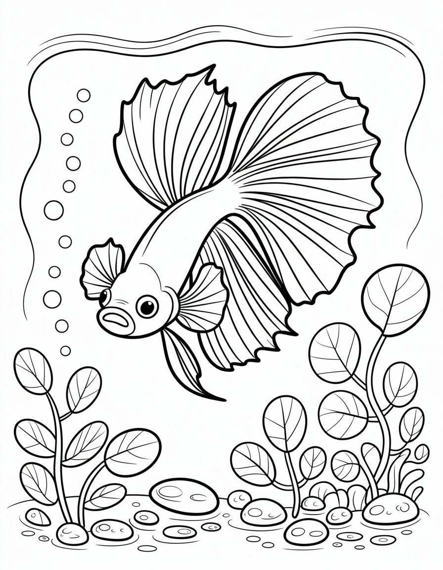 betta fish coloring page