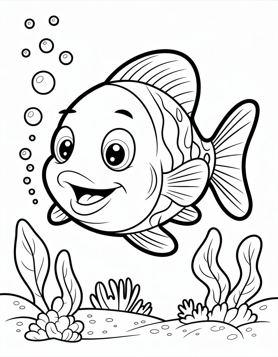 cute fish coloring page