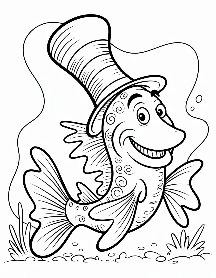 dr seuss fish coloring page
