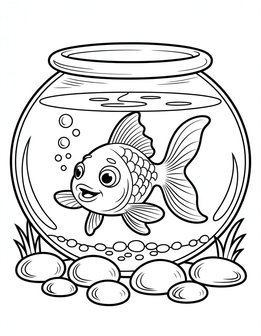 fish bowl coloring page