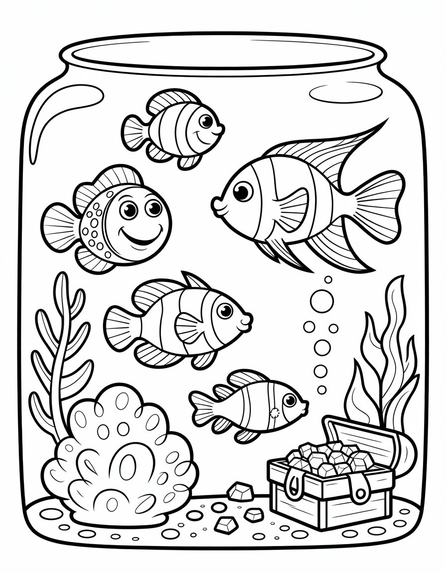 fish tank coloring page