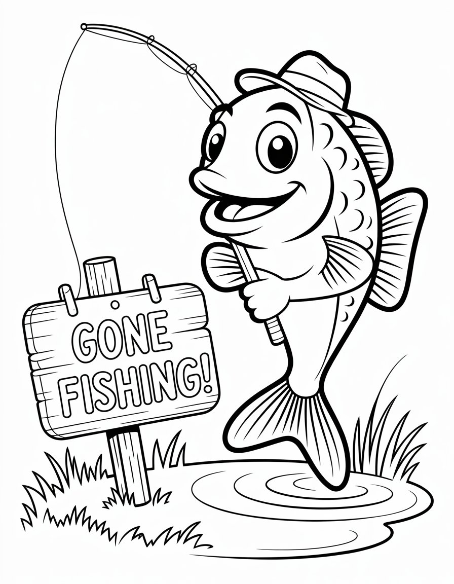 gone fishing coloring page