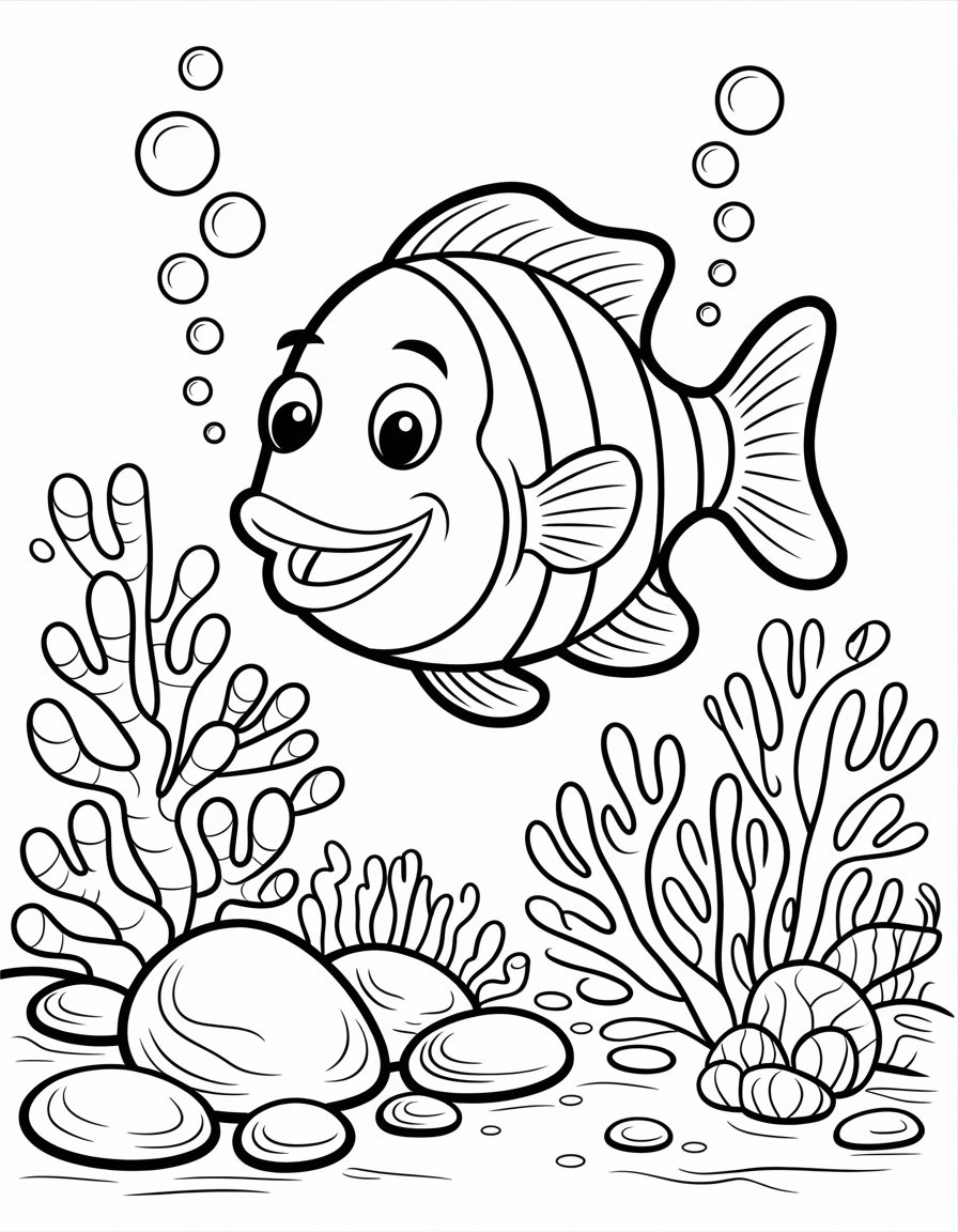kindergarten fish coloring page
