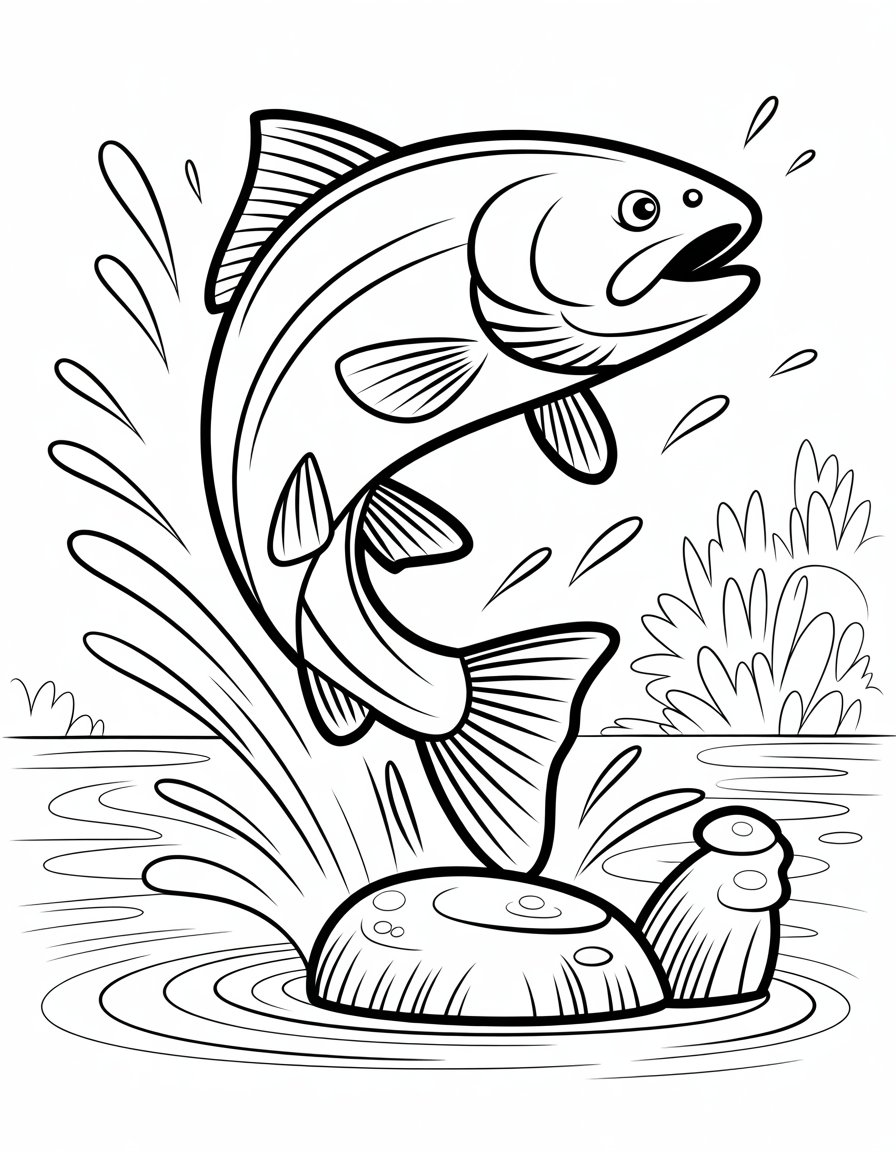 salmon fish coloring page