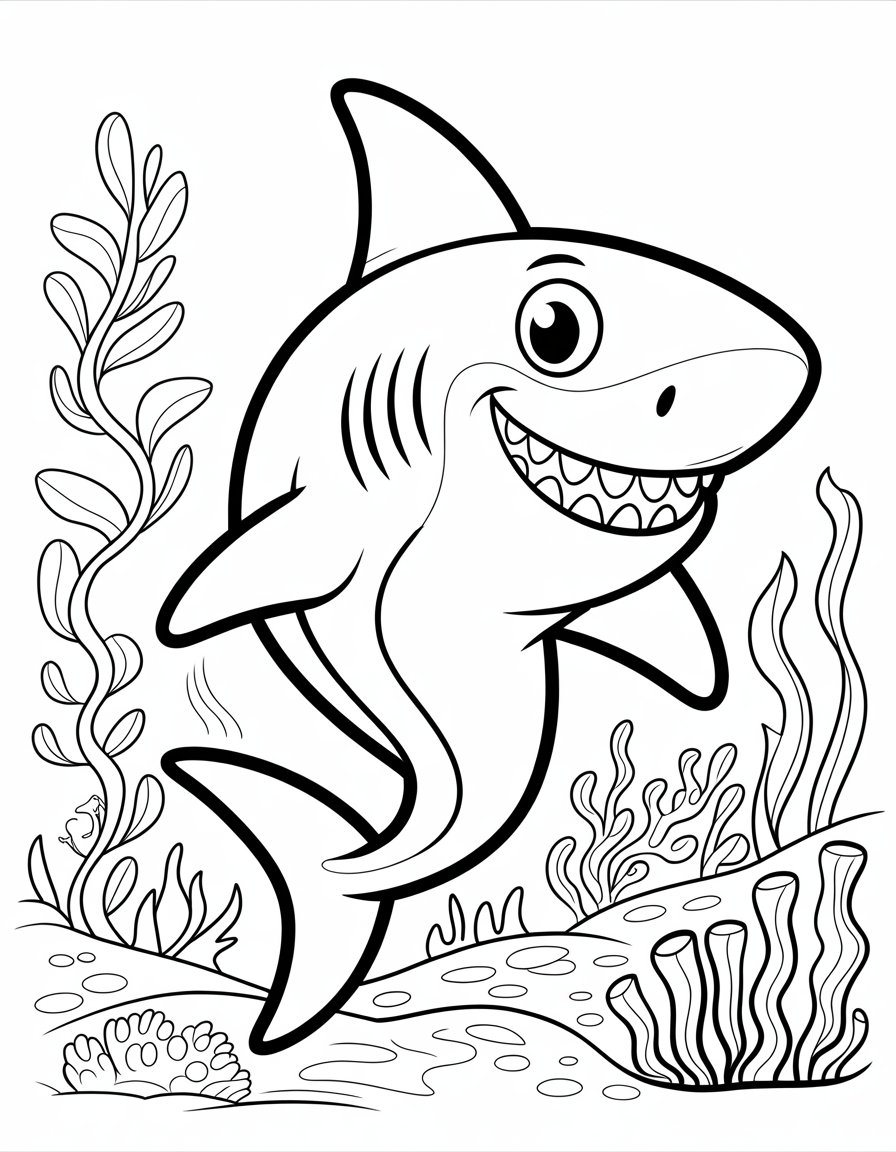 shark fish coloring page
