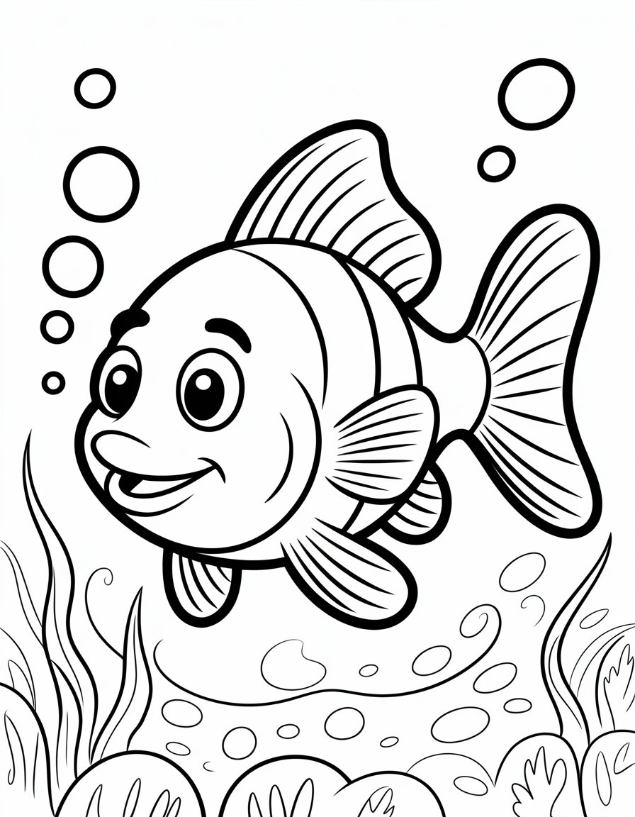 simple fish coloring page