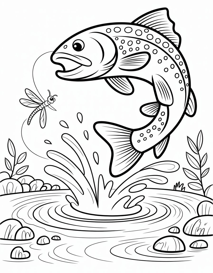 trout fish coloring page