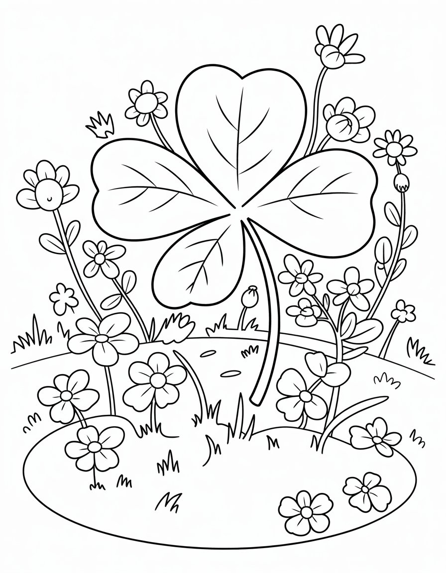 4 leaf clover coloring page