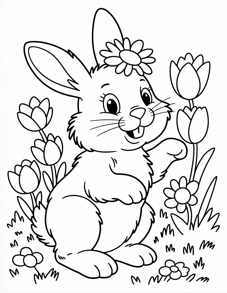 animal and flower coloring page