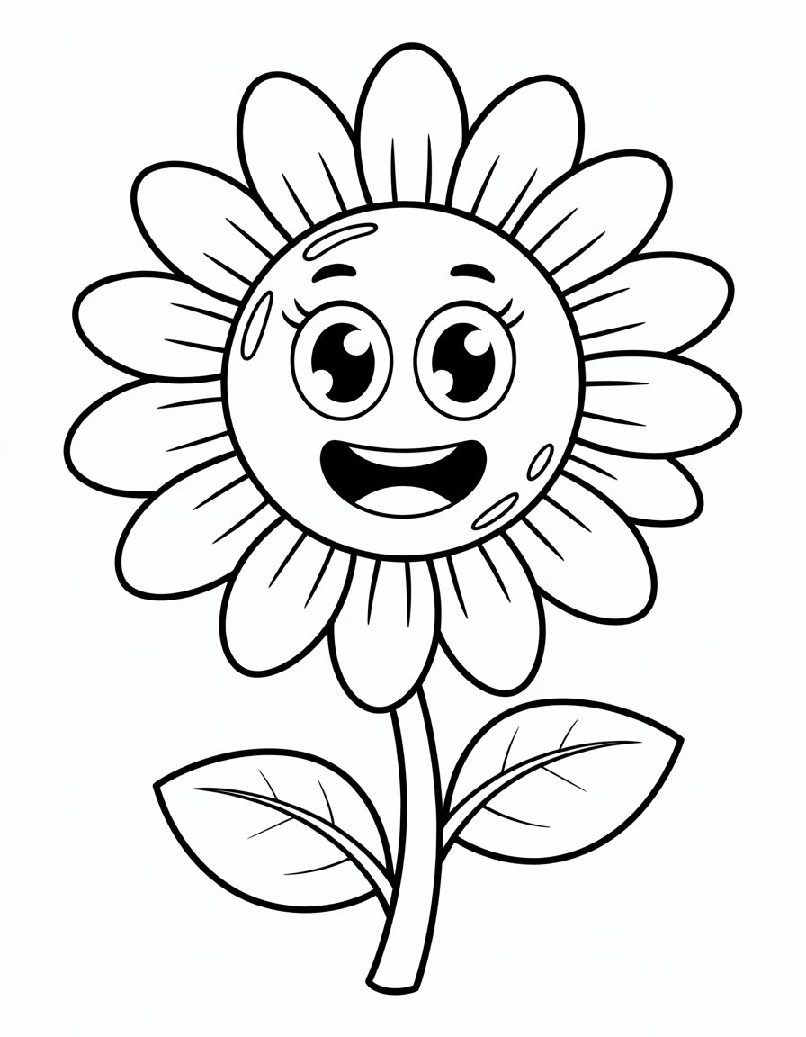 cartoon flower coloring page