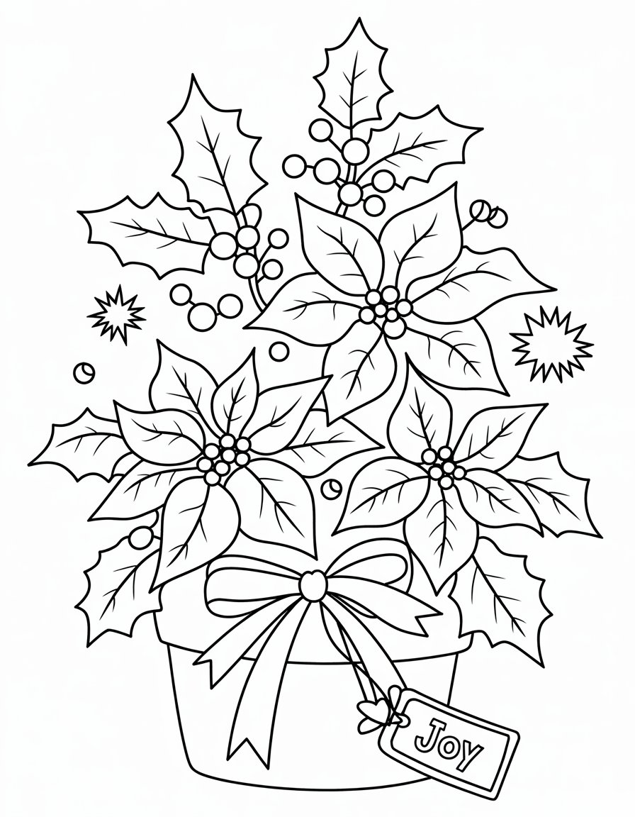 christmas flower coloring page