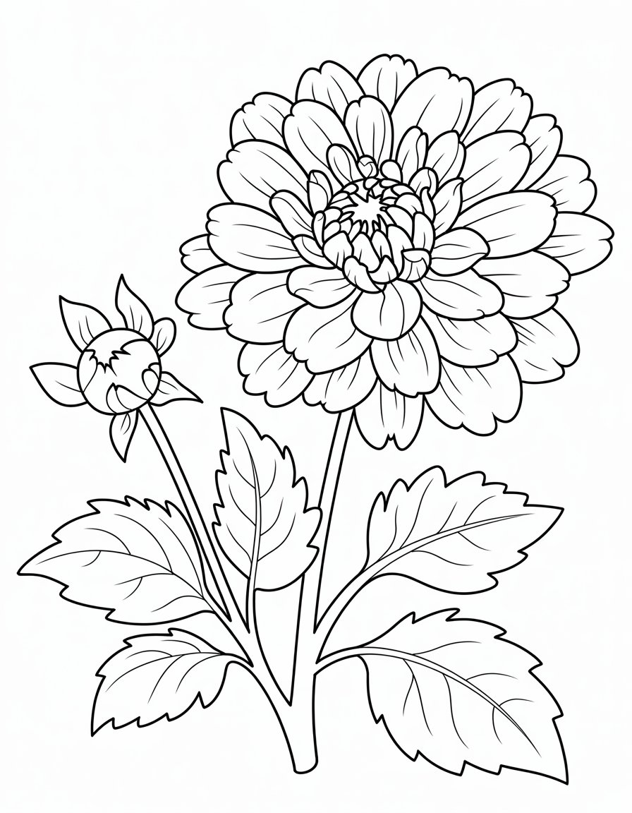 dahlia flower coloring page