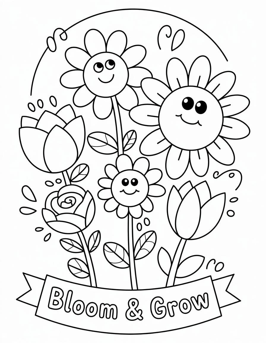 different flower coloring page