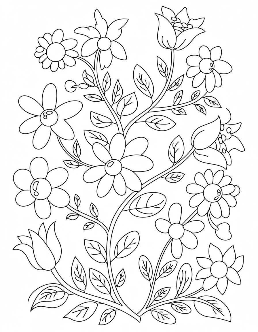 floral coloring page