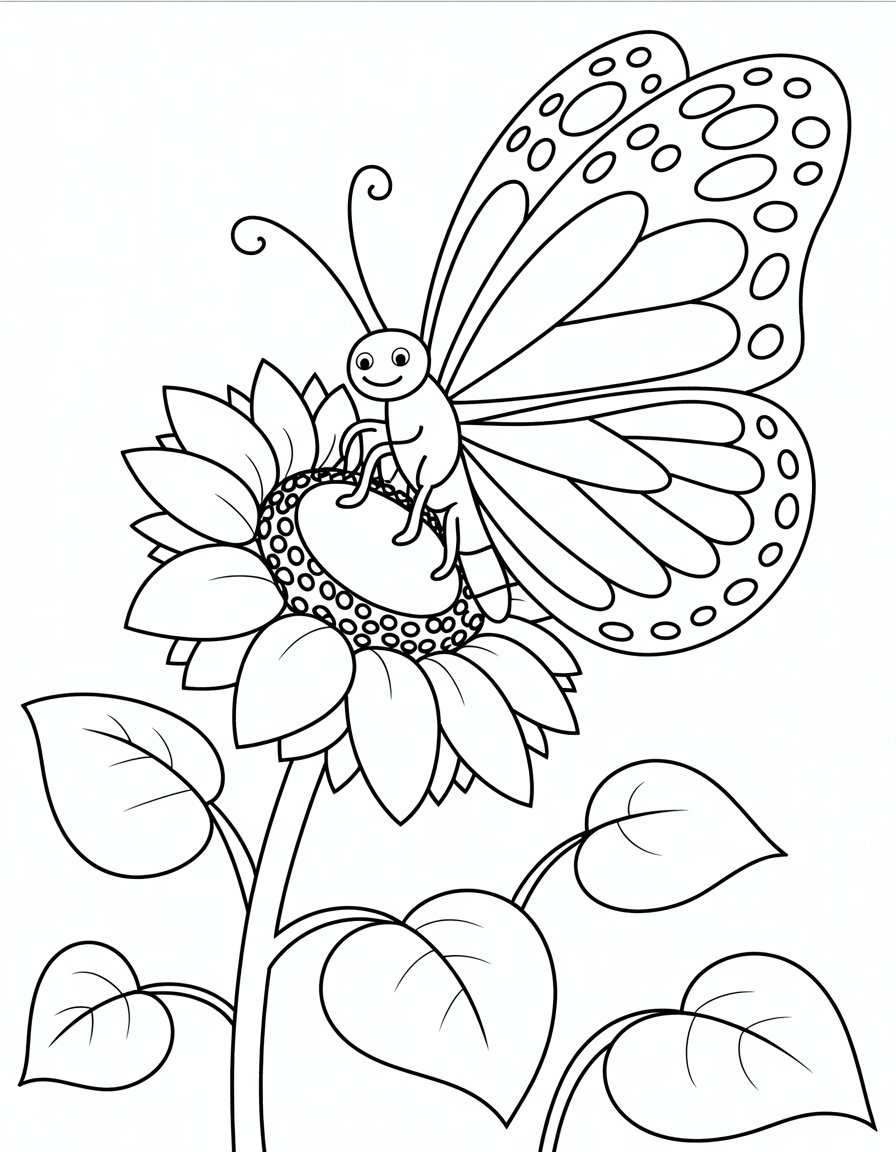 flower butterfly coloring page