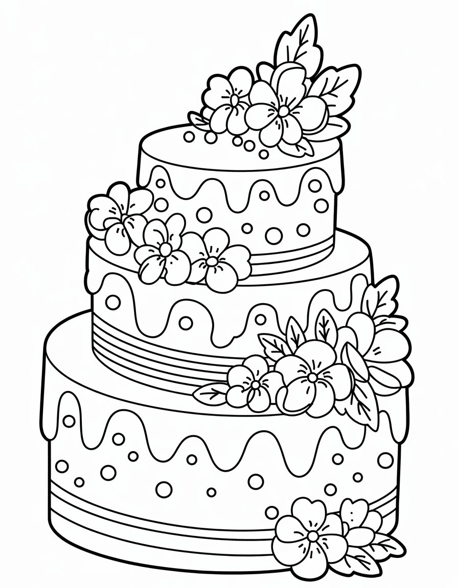 flower cake coloring page