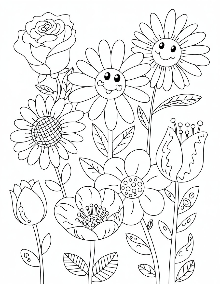 flower coloring page no stem