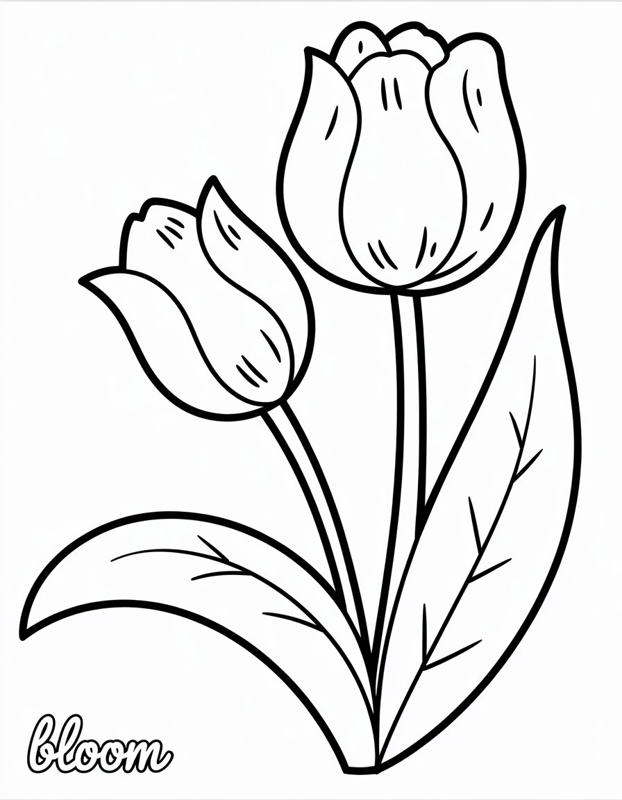 flower coloring page tulip