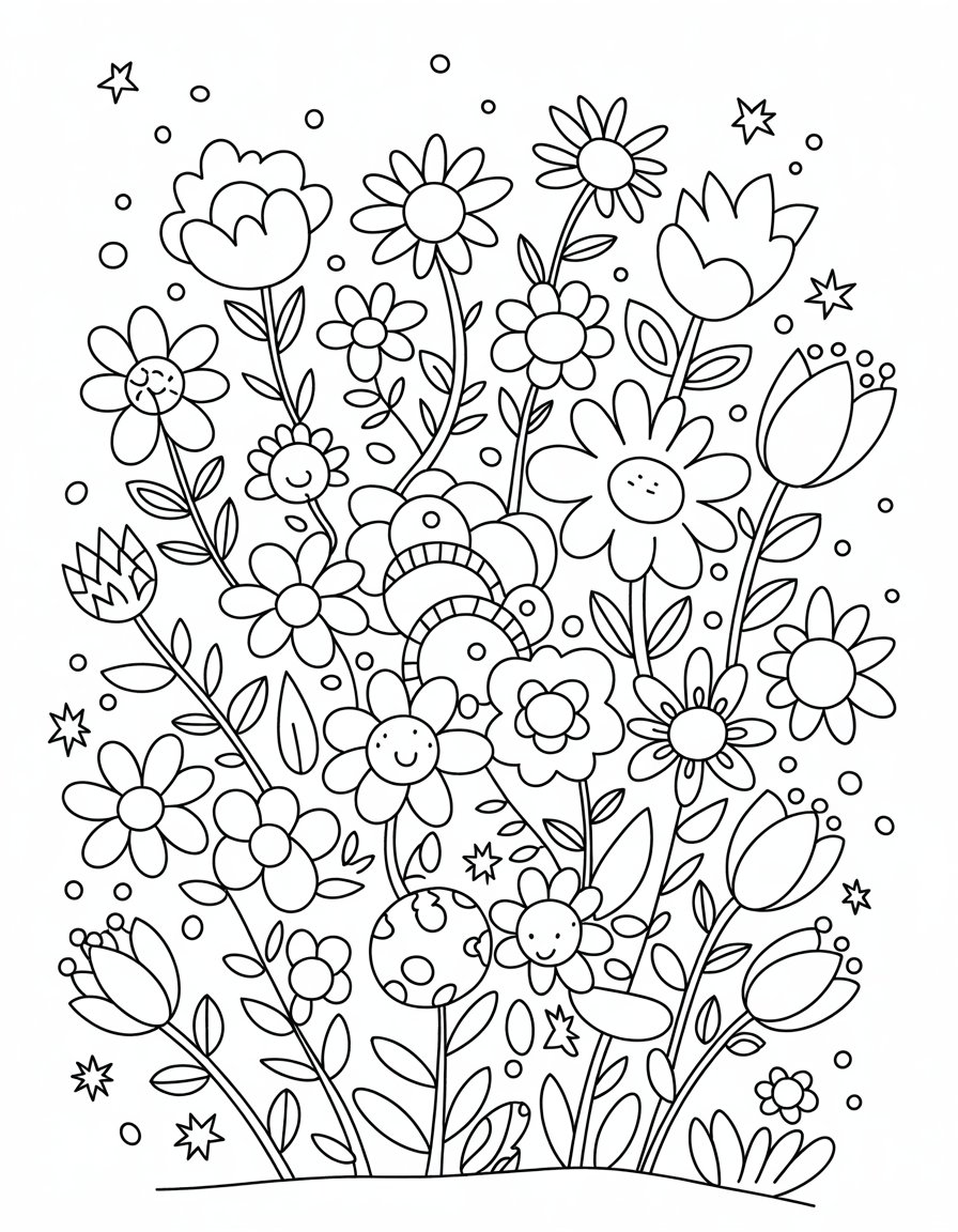 flower doodle coloring page