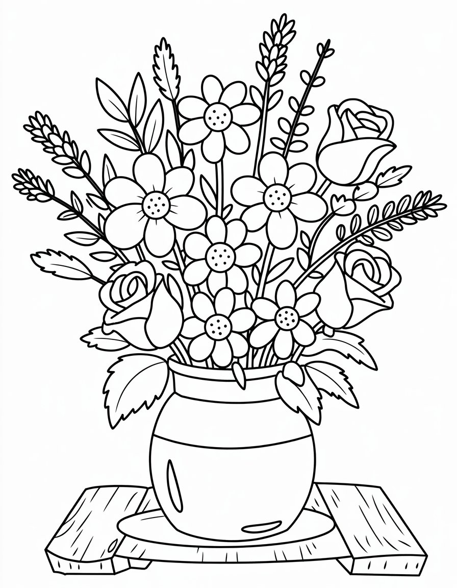 flower drawing to color