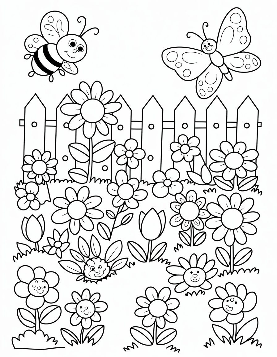 flower garden coloring page
