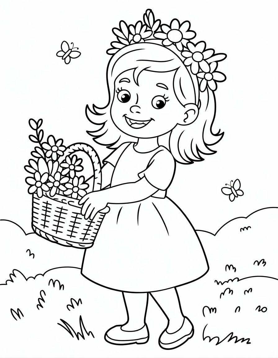 flower girl coloring page