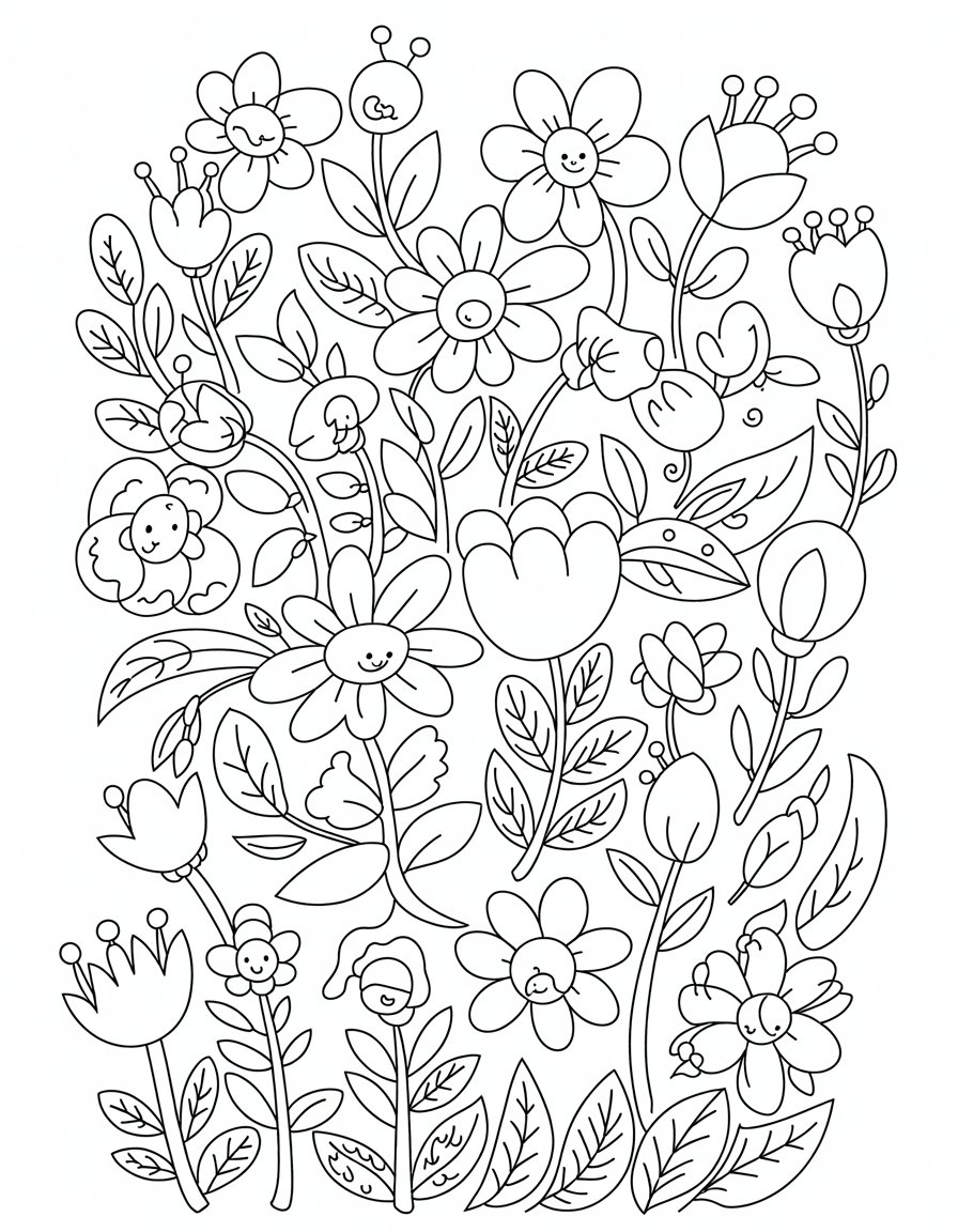 flower pattern coloring page