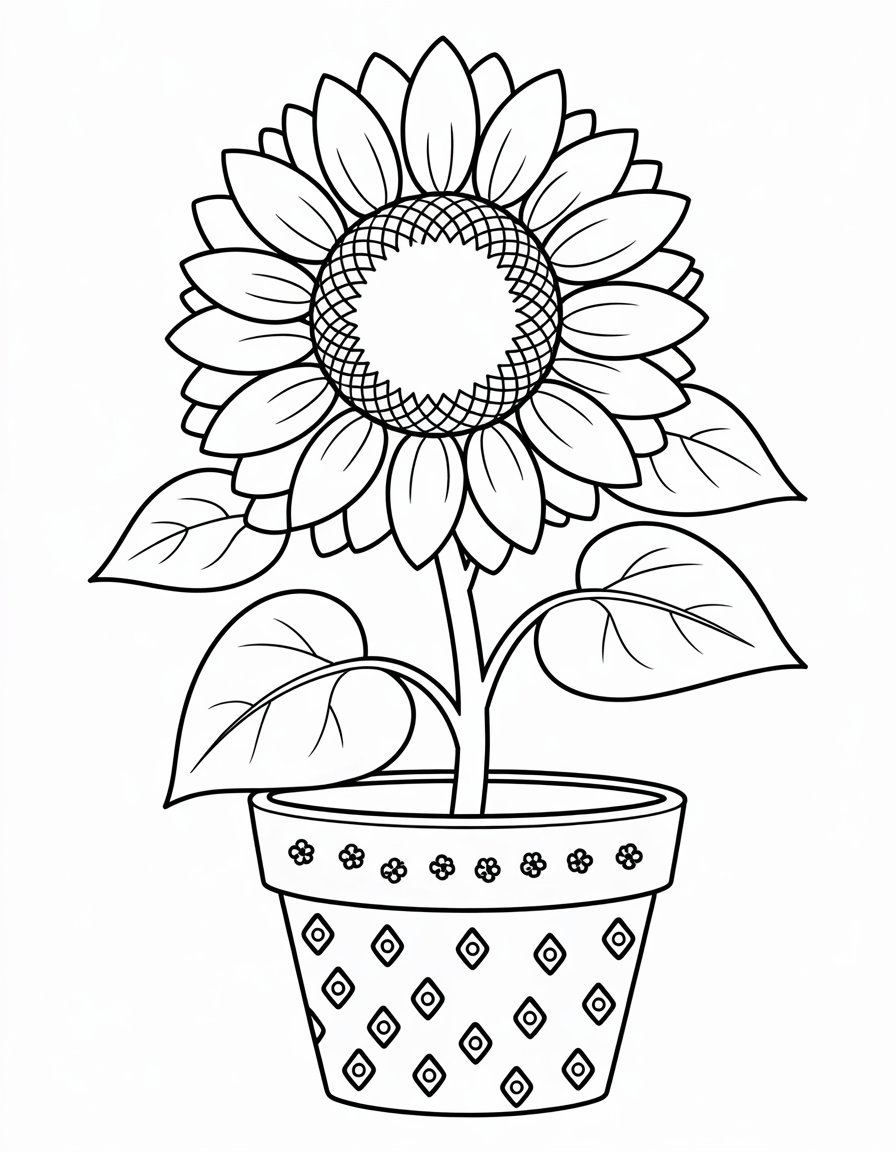 flower pot coloring page