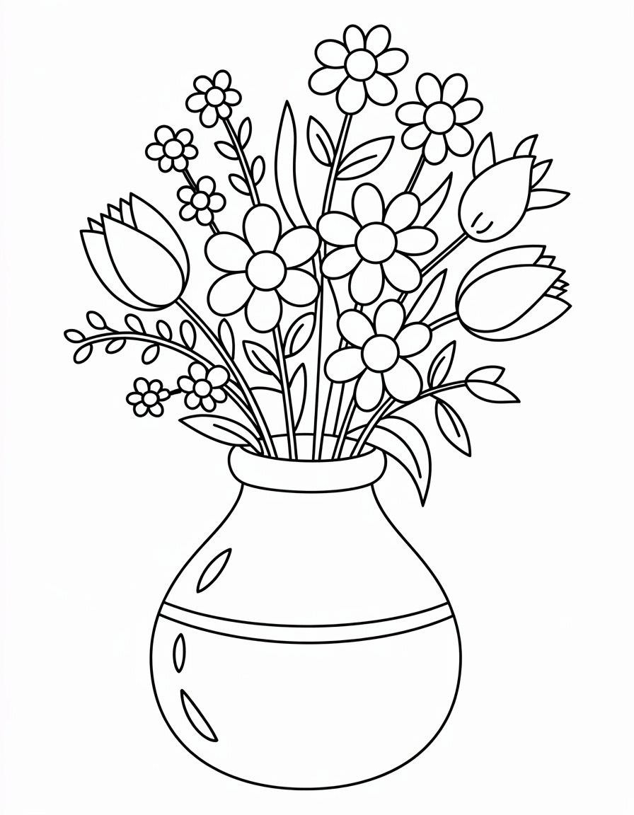 flower vase coloring page