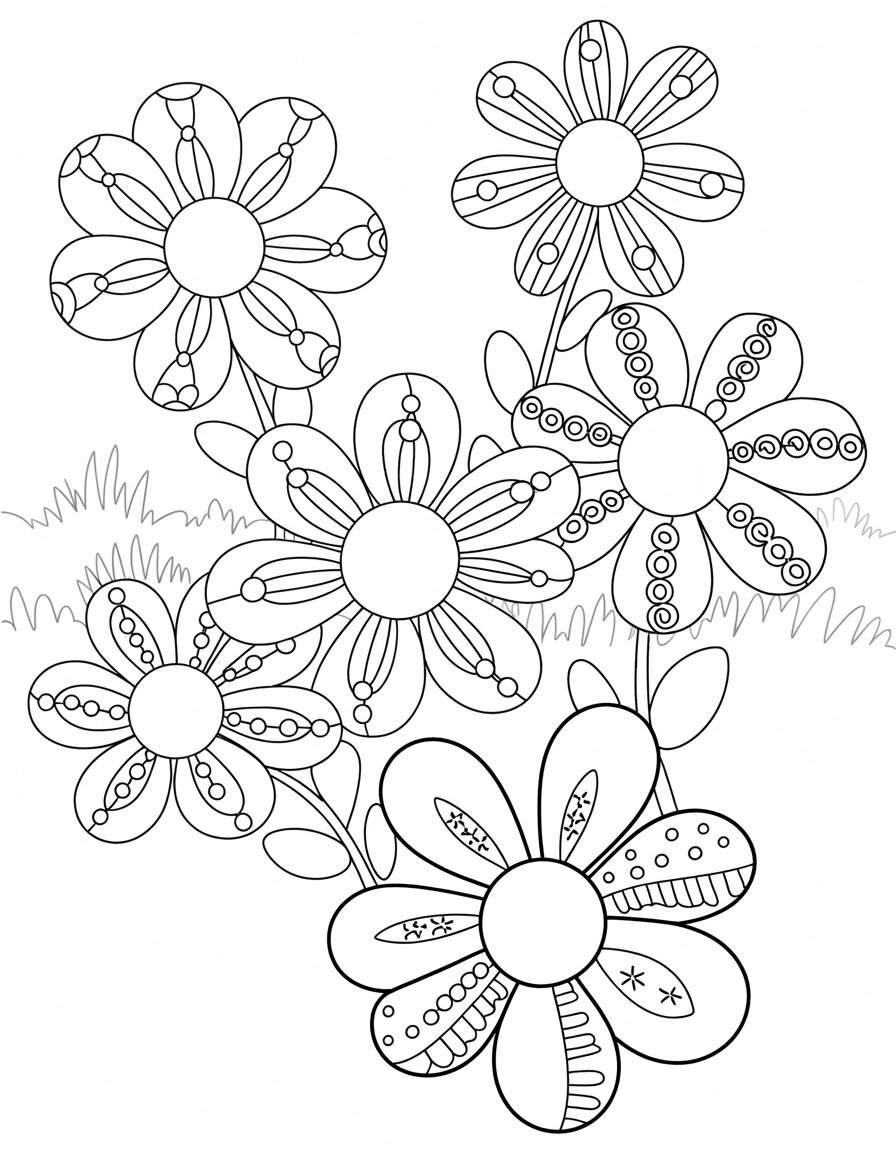 flower zentangle coloring page