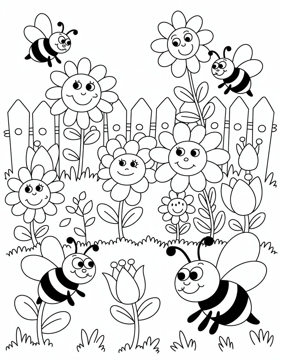 garden coloring page for kids